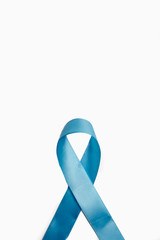 Symbol for support men. Blue ribbon on white background. Prostate Cancer Awareness, Movember Men's...