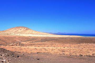 Landscape in a summer beautiful day near Playa de Sotavento, Fuerteventura, Canary Islands