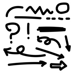 Isolated vector hand drawn arrows set on a white background