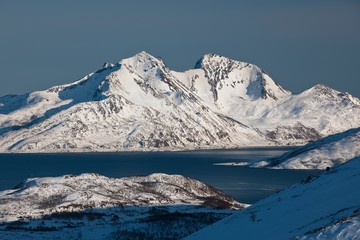 Fototapeta na wymiar Kvalloya Sallir coastal landscape Norway