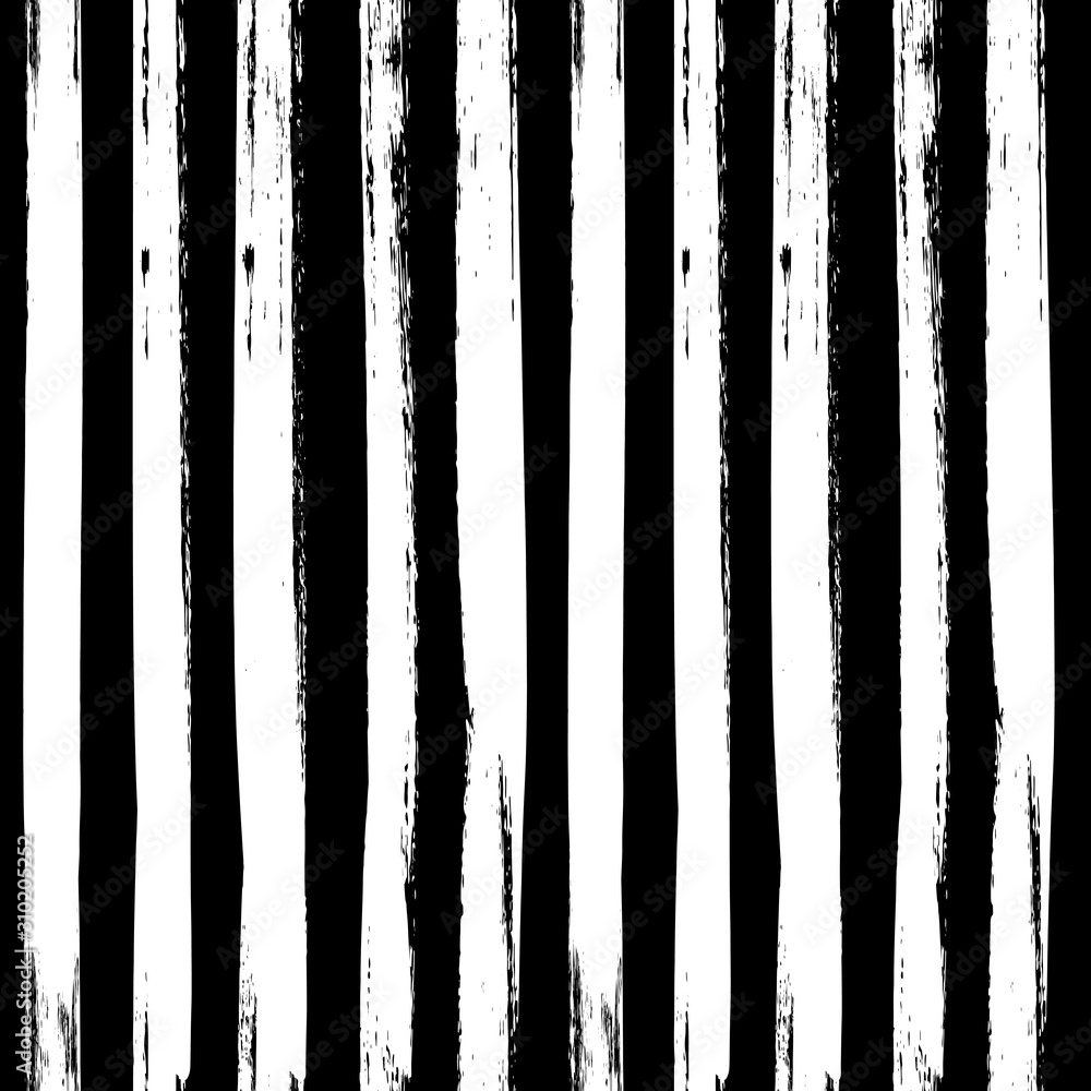 Poster black and white brush stroke seamless pattern with vertical lines. vector background.