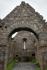 View stone archway of old castle, Kilronan, Inishmore, Aran Islands, County Galway, Ireland