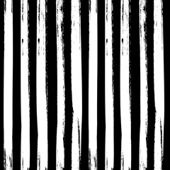 Papier Peint photo Lavable Rayures verticales Modèle sans couture de coup de pinceau noir et blanc avec des lignes verticales. Fond de vecteur.