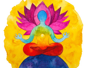 Disegno grafico yogi in posizione del loto - obrazy, fototapety, plakaty