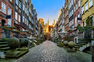 Architecture of Mariacka street in Gdansk is one of the most notable tourist attractions in Gdansk. Poland - obrazy, fototapety, plakaty