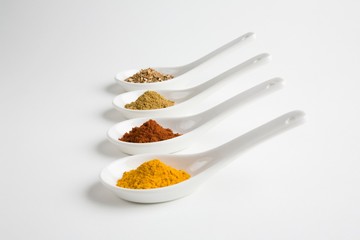Spoonfuls Of Spices In A Row