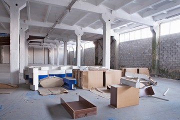Abandoned Warehouse With Broken Drawers