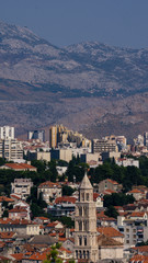 Fototapeta premium City skyline of Split Croatia with mountains in distance