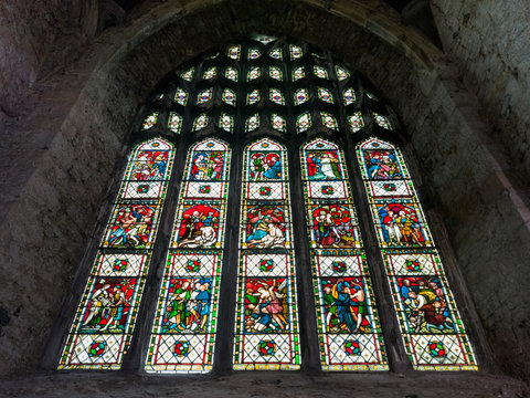 Stained Glass Window Of A Cathedral, St. Mary's Cathedral, Kings Island, Limerick, County Limerick, Ireland