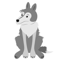 Cartoon wolf. Vector illustration on a white background. Drawing for children.