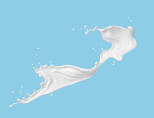 white Milk splash in shape of spiral and twist, 3d illustration.