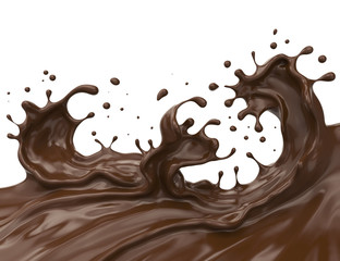 wave of Chocolate or Cocoa splash, Abstract background, 3D illustration.