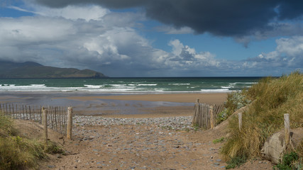 View of beach and Brandon Bay in County Kerry, Ireland