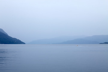 Blue seascape. Norway. Fjord. 
