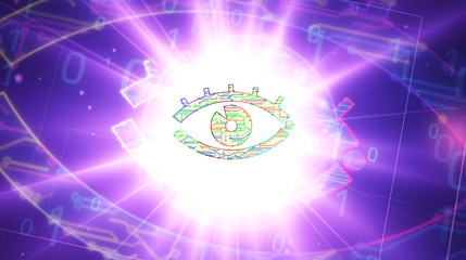 Cyber spying with eye symbol futuristic illustration