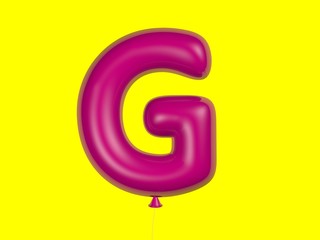 3d illustration of letter g shaped balloon