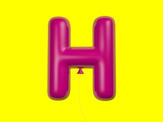 3d illustration of letter h shaped balloon