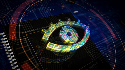 Cyber spying with eye symbol futuristic illustration