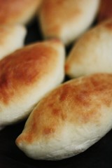 Delicious fresh pies on the table view