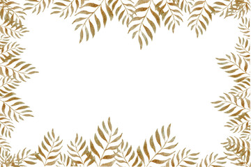 Floral background with watercolor golden branches.