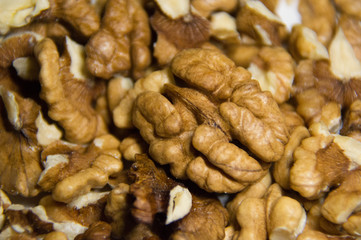 Walnuts on a white background.