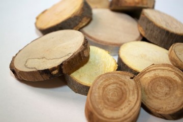 Cut wood cherry close up