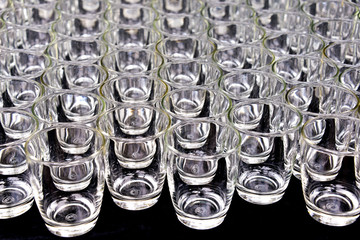 clear glass on black table