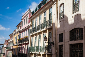 Fototapeta na wymiar Architecture of the antique buildings at Lisbon city center