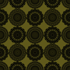 Seamless ethnic pattern with floral motives. Mandala stylized print template for fabric and paper. Boho chic design. Summer fashion.