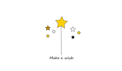 Make a wish, illustration with stars. It can be used for card, mug, brochures, poster, t-shirt