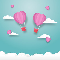 Heart balloons flying on the sky with cloudy