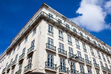Architecture of the antique buildings at Lisbon city center