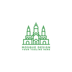 Creative illustration of the mosque in line style. Islamic Day Celebration. - Vector 