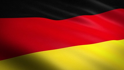 Flag of Germany. Realistic waving flag 3D render illustration with highly detailed fabric texture