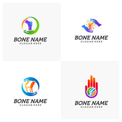 Set of Bone Care logo design concept vector template, Bone Treatment Icon Creative Symbol. Human leg Illustration