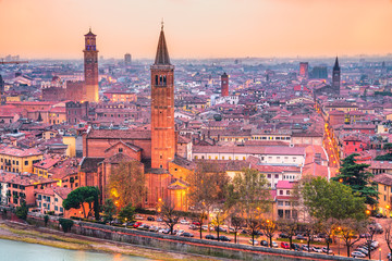 Fototapeta premium Verona, view of city and adige river, Italy