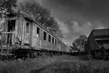 Wagon de train vieux et rouillé
