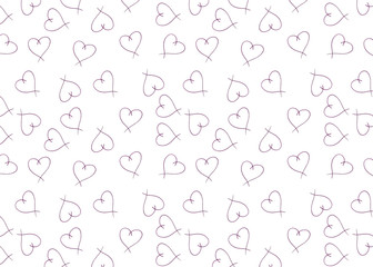 white seamless pattern with violet hearts. Love concept. Heart shape
