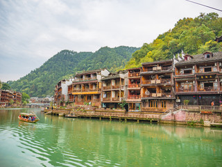 Fototapeta na wymiar Scenery view of fenghuang old town .phoenix ancient town or Fenghuang County is a county of Hunan Province, China