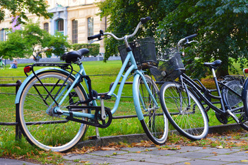 Fototapeta na wymiar Bikes in the city of Stockholm