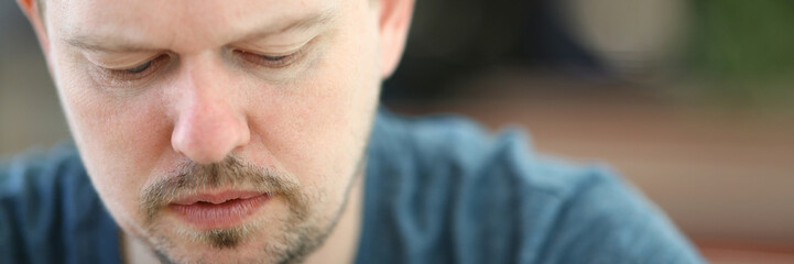 Sad and Overwhelmed Bearded Man Close-up Portrait