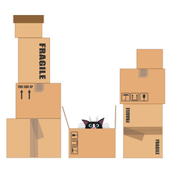 Many of empty boxes for moving