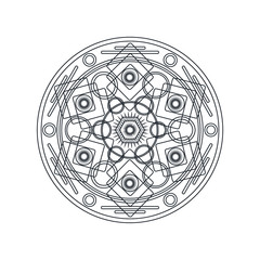 Monochrome geometric mandala thin line vector illustration