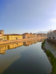 Arno river embankment in Pisa