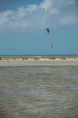 Isla blanca Cancun, Mexico May 15, 2017   kitesurf. vintage, recreation concept