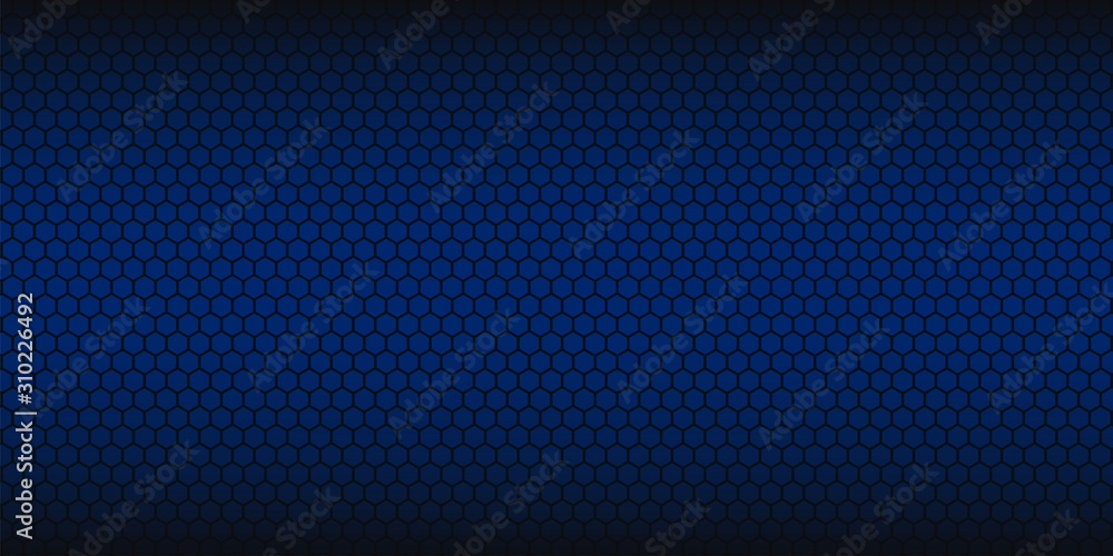 Poster blue abstract background.honeycomb pattern. linear website template on blue backdrop. vector geometr