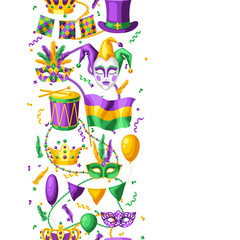 Mardi Gras party seamless pattern.