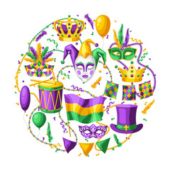 Mardi Gras party greeting or invitation card. © incomible