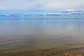 Hydrofoil boats sailing on the Gulf of Finland near St. Petersburg, Russia