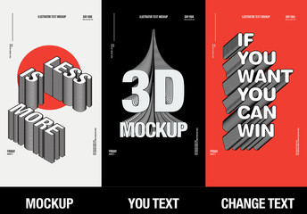 Modern poster design template 3D Text Effect Mockup /full editable text	